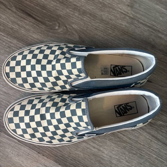 Vans Classic Slip-On Checkerboard Blue White Size 12 - Picture 2 of 8